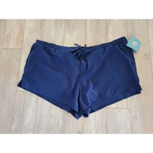 Bal Harbour Swim Shorts Women's XXL Blue Bathing Suit Bottoms Pocket Stretch NWT